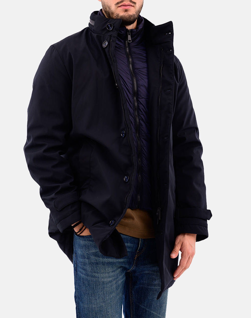 Adimari John Black Jacket Men Clothes Outerwear Jackets Navyblue Synthetic 24W.Se.048.09 Navy Blue Male Jackets Blue