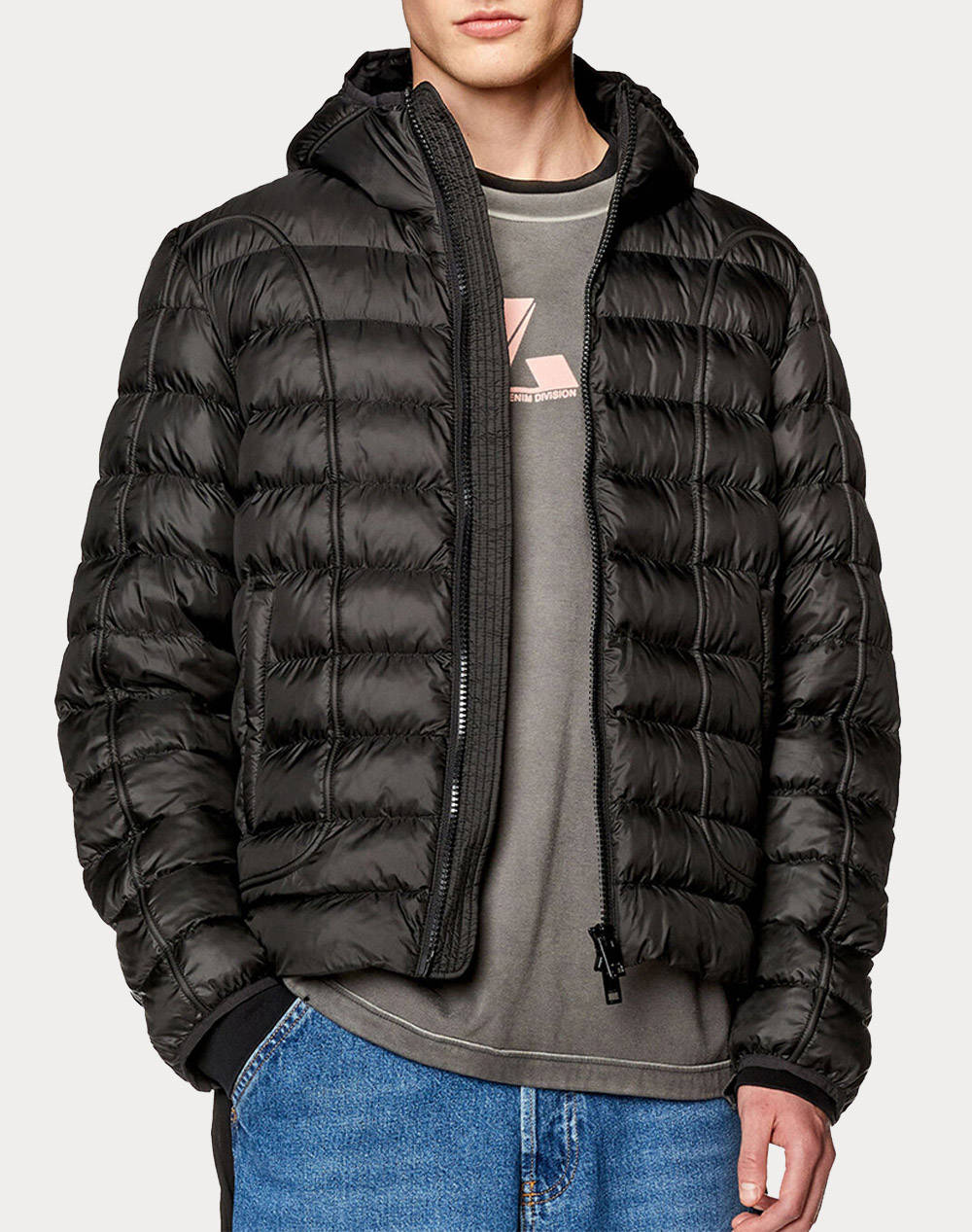 Diesel W Stone Jacket Men Clothes Outerwear Jackets Black Synthetic A147200Bhaz 9Xx Male Jackets Black