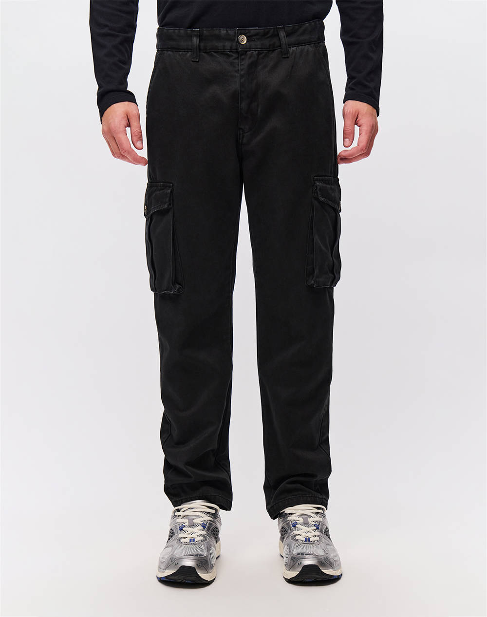Dirty Laundry Tapered Cargo Trousers Men Clothes Trousers Cargo Black Cotton Dlmp000126 Black Male Cargo Black