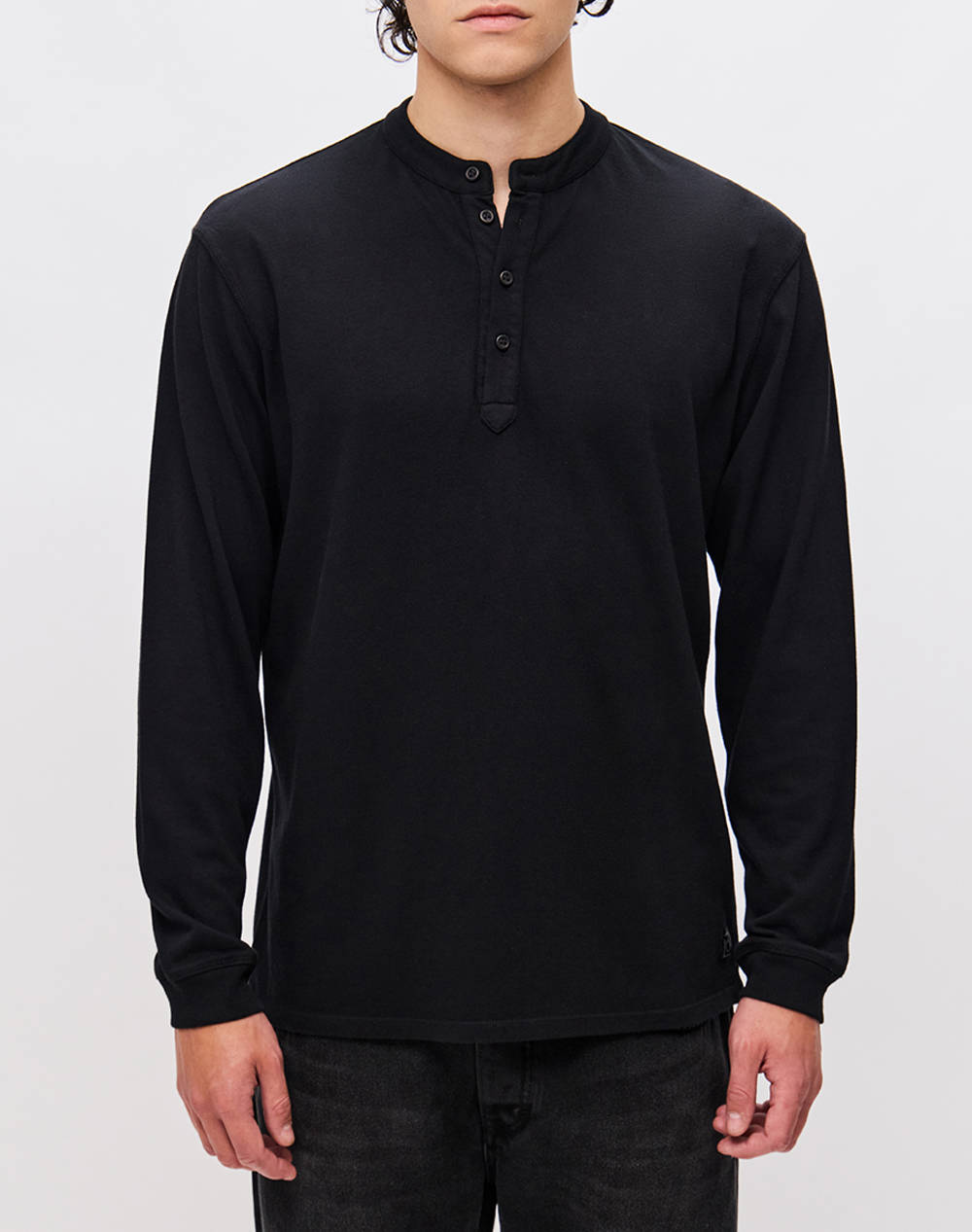 Dirty Laundry Longsleeve With Button Placket Men Clothes T Shirts & Sweatshirts T Shirts Black Cotton,Synthetic Dlml000154 Black Male T-Shirts Black
