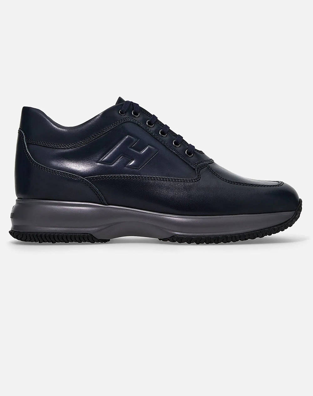 Hogan Interactive H Rilievo Men Sports Shoes Shoes Midnightblue Leather Hxm00N09042 7X7U806 Male Shoes Blue