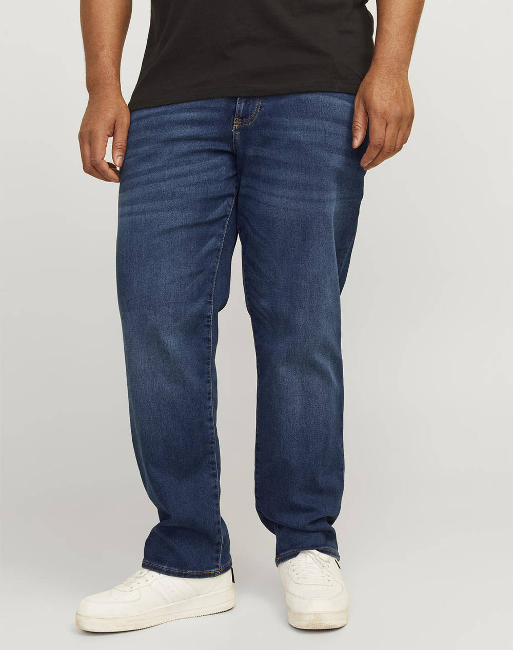 Jack&Jones Jjimike Jjicon Ik Sq 026 Pls Men Clothes Trousers Jeans Denimblue Cotton,Elastic,Synthetic 12265152 Blue Denim Male Jeans Blue
