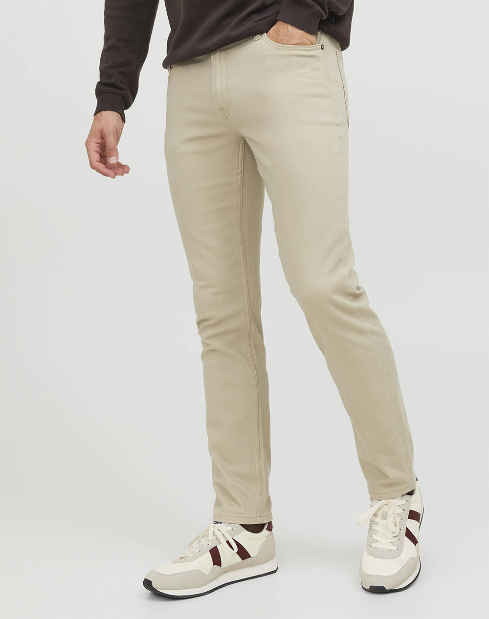 Jack&Jones Jrebgeorge Slim Fivers Men Clothes Trousers Jeans Biege Cotton,Elastic 12262652 Crockery Male Jeans Biege