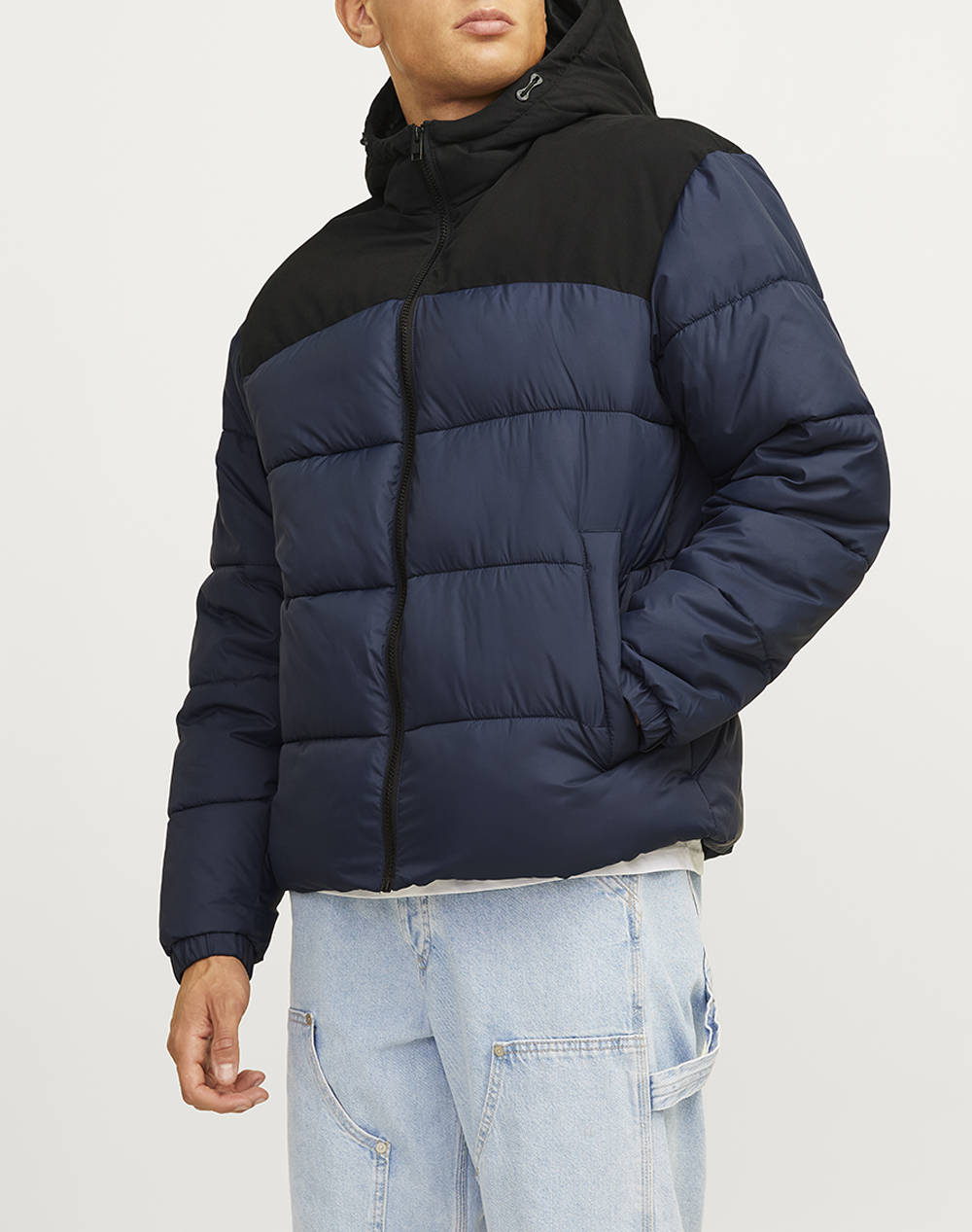 Jack&Jones Jjmoon Hood Puffer Men Clothes Outerwear Jackets Navyblue Synthetic 12256882 Navy Blazer Male Jackets Blue