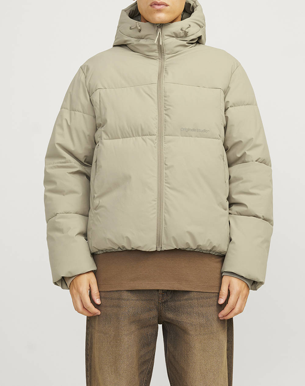 Jack&Jones Jorvesterbro Puffer Jacket Aw24 Sn Men Clothes Outerwear Jackets Ecru Synthetic 12260433 Silver Sage Male Jackets