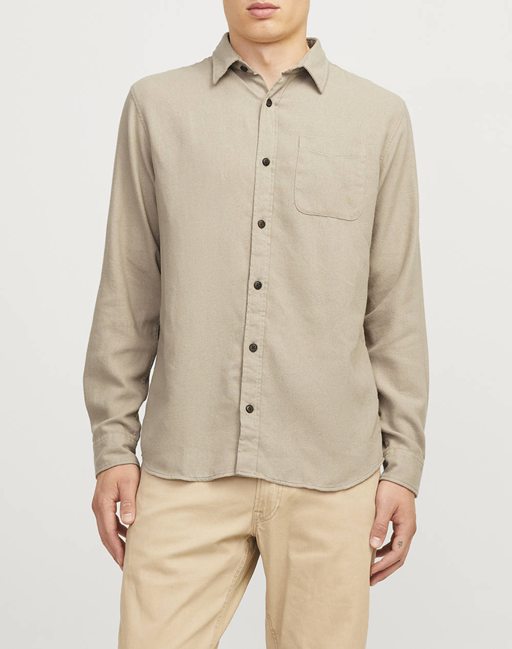 Jack&Jones Jrebarch Shirt Ls Men Clothes Shirts Biege Cotton,Synthetic 12264381 Crockery Male Shirts Biege