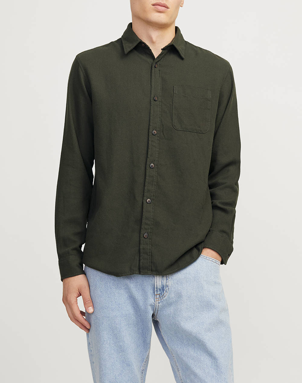 Jack&Jones Jrebarch Shirt Ls Men Clothes Shirts Darkgreen Cotton,Synthetic 12264381 Rosin Male Shirts Green