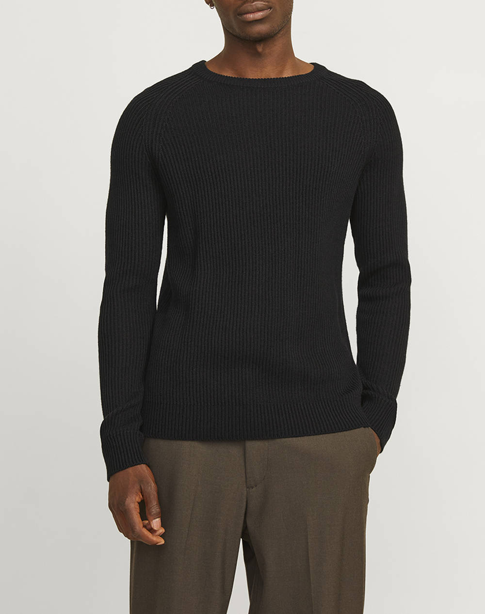 Jack&Jones Jjpannel Knit Crew Neck Aw24 Men Clothes T Shirts & Sweatshirts Knits Black Cotton,Woolen Mixture 12258471 Black Male Knits Black
