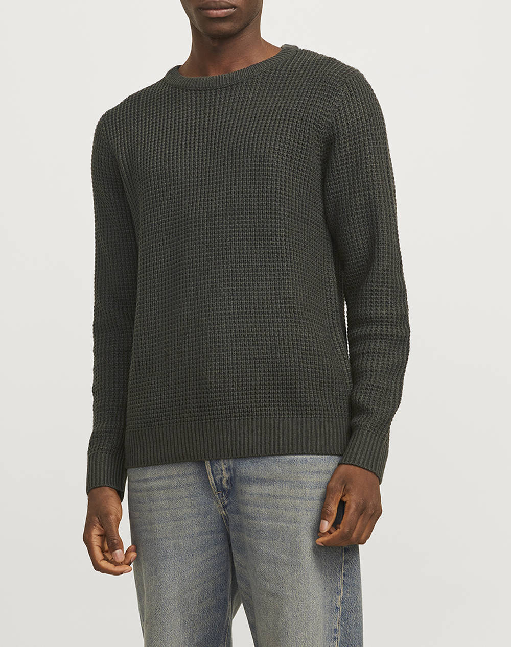 Jack&Jones Jjstudio Knit Crew Neck Men Clothes T Shirts & Sweatshirts Knits Darkgreen Synthetic 12270919 Rosin Male Knits Green