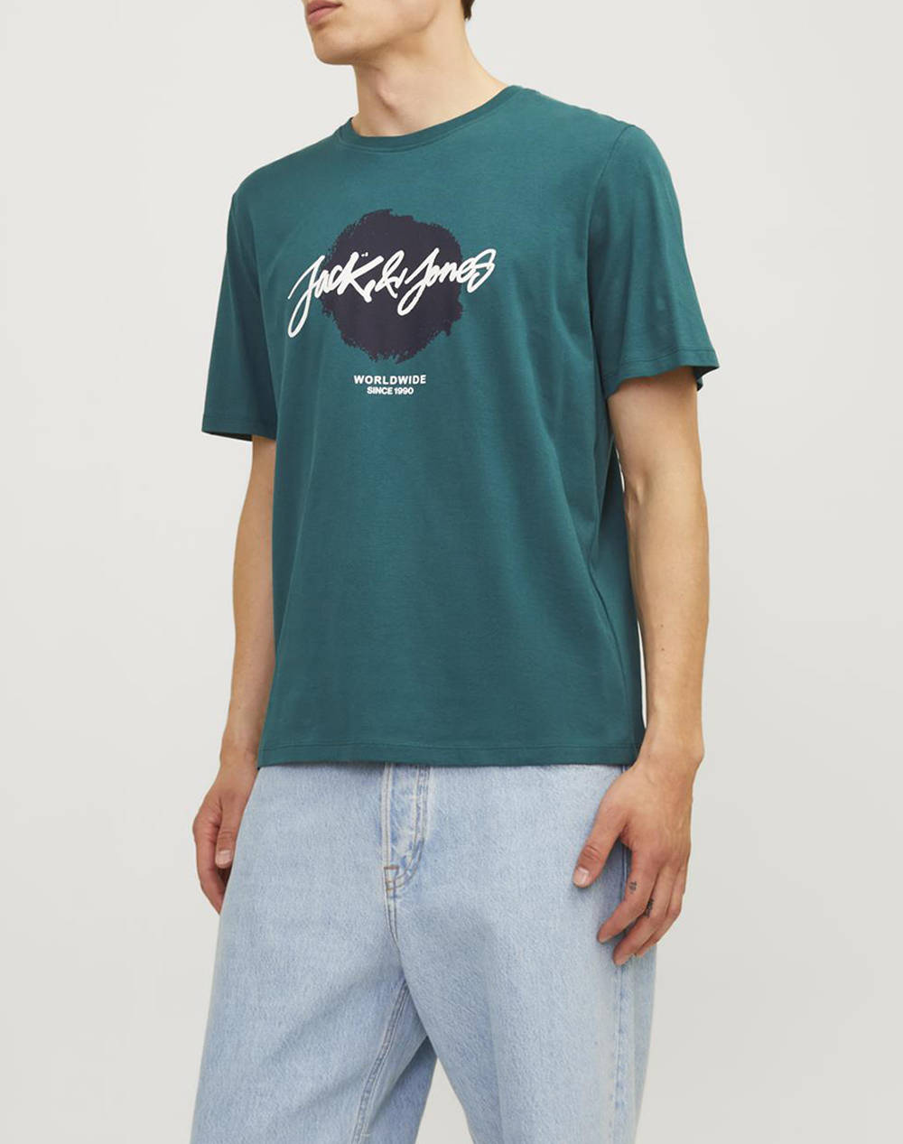 Jack&Jones Jjtiley Tee Ss Crew Neck Ln Men Clothes T Shirts & Sweatshirts T Shirts Darkgreen Cotton 12256774 Deep Teal Male T-Shirts Green