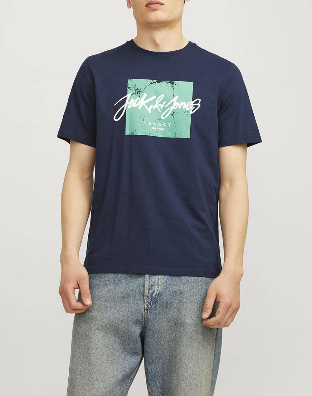 Jack&Jones Jjtiley Tee Ss Crew Neck Ln Men Clothes T Shirts & Sweatshirts T Shirts Navyblue Cotton 12256774 Navy Blazer Male T-Shirts Blue