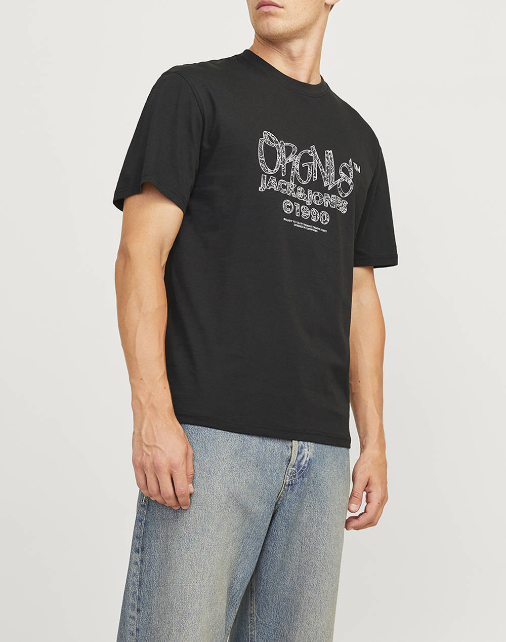 Jack&Jones Jorbushwick Box Tee Ss Crew Neck Ln Men Clothes T Shirts & Sweatshirts T Shirts Black Cotton 12262571 Black Male T-Shirts Black