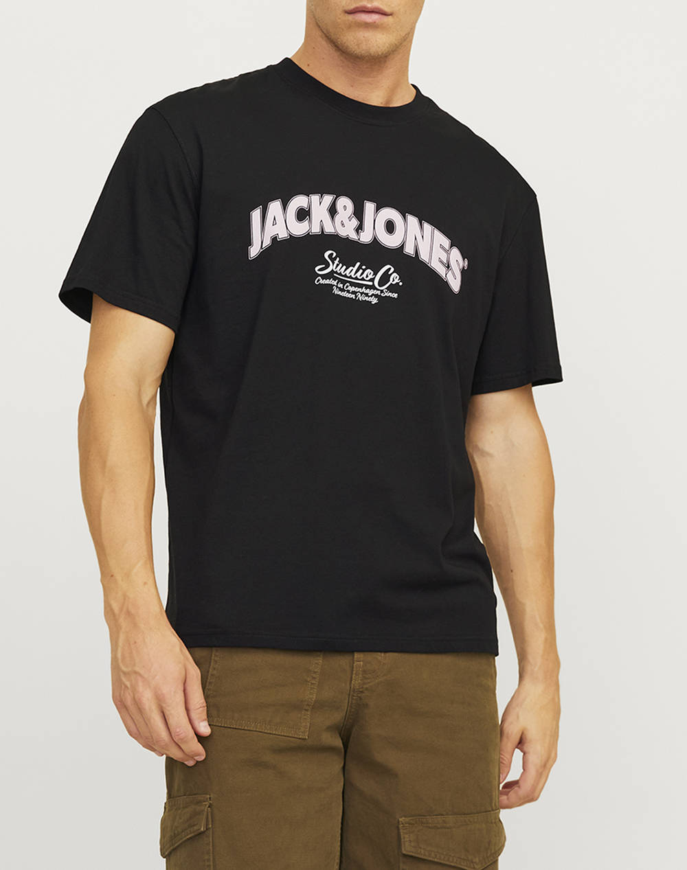 Jack&Jones Jorbronx Arch Big Tee Ss Crew Neck Ln Men Clothes T Shirts & Sweatshirts T Shirts Black Cotton 12262348 Black Male T-Shirts Black