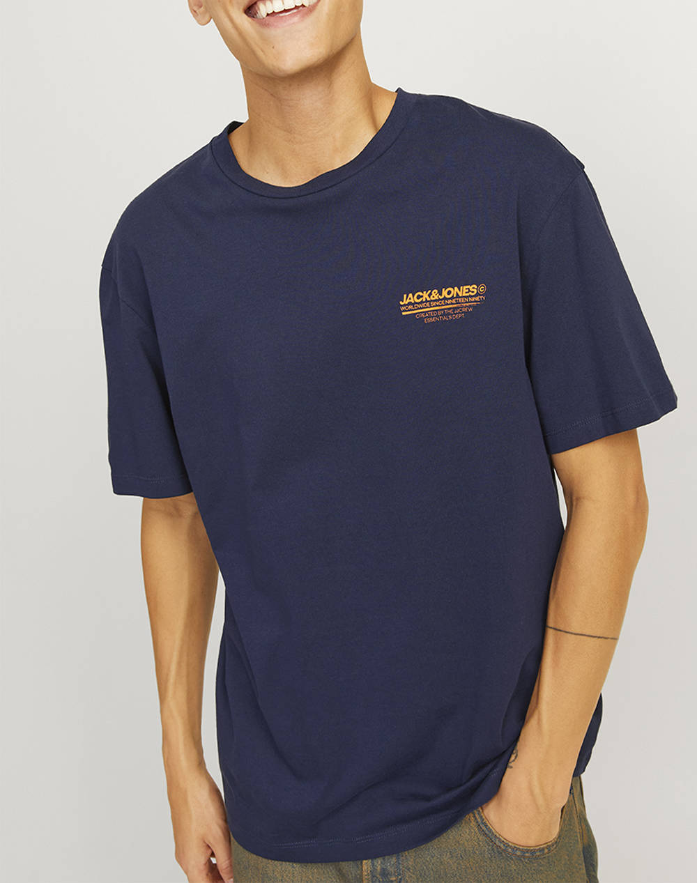 Jack&Jones Jjolive Tee Ss Crew Neck Men Clothes T Shirts & Sweatshirts T Shirts Navyblue Cotton 12256793 Navy Blazerjack&Jones Male T-Shirts Blue