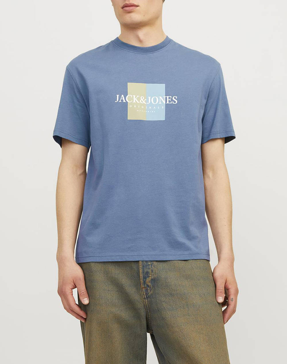 Jack&Jones Jorfrederiksberg Box Tee Ss C.N Sn Men Clothes T Shirts & Sweatshirts T Shirts Steelblue Cotton 12262492 Nightshadow Blueaw24 Male T-Shirts