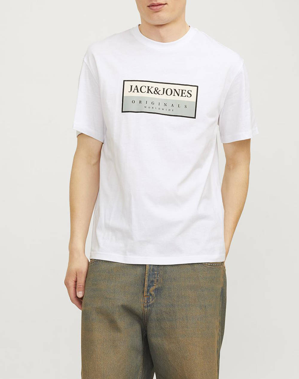 Jack&Jones Jorfrederiksberg Box Tee Ss C.N Sn Men Clothes T Shirts & Sweatshirts T Shirts White Cotton 12262492 Bright Whiteaw24 Male T-Shirts
