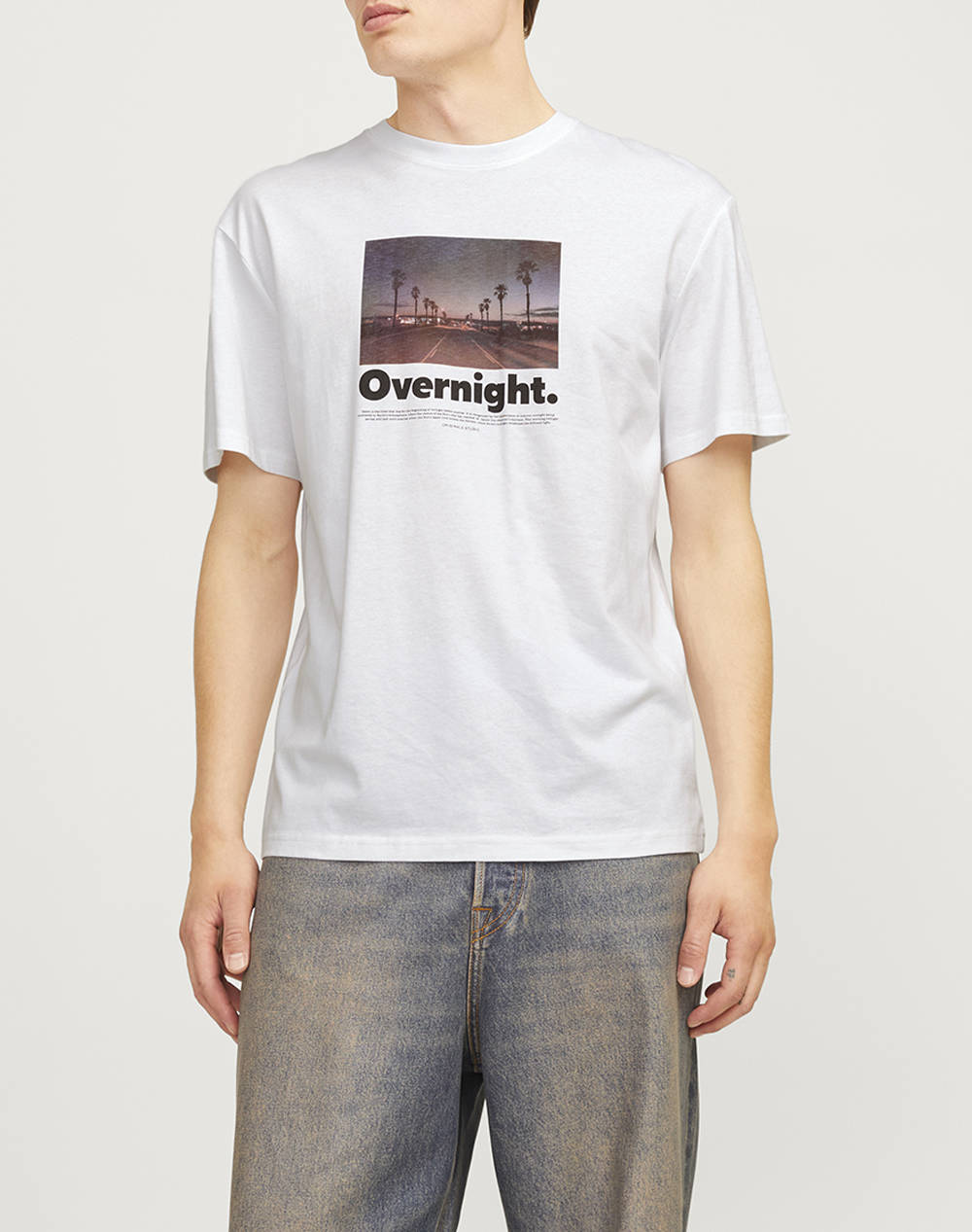 Jack&Jones Jorbronx Photo Tee Ss Crew Neck Men Clothes T Shirts & Sweatshirts T Shirts White Cotton 12262350 Bright White Male T-Shirts