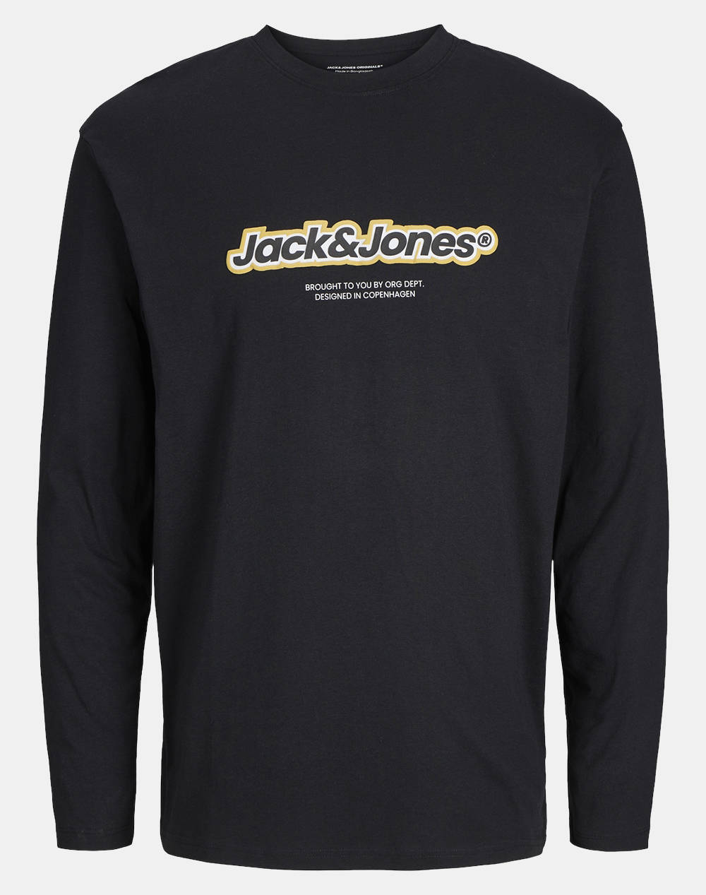 Jack&Jones Jorvesterbro Newton Branding Tee Ls Cn Men Clothes T Shirts & Sweatshirts T Shirts Black Cotton 12266419 Black Male T-Shirts Black
