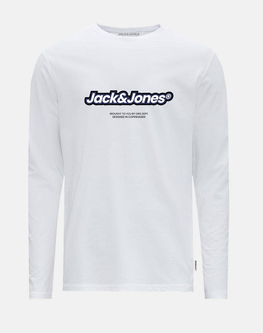 Jack&Jones Jorvesterbro Newton Branding Tee Ls Cn Men Clothes T Shirts & Sweatshirts T Shirts White Cotton 12266419 Bright White Male T-Shirts