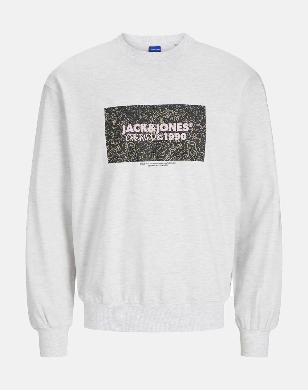Jack&Jones Jorbushwick Box Sweat Crew Neck Men Clothes T Shirts & Sweatshirts Sweatshirts Offwhite Cotton,Synthetic 12262850 Bright Whitemelange Male