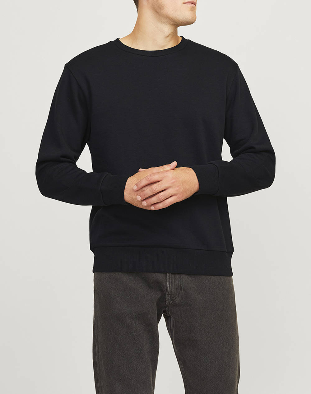 Jack&Jones Jrebrocky Sweat Crew Neck Men Clothes T Shirts & Sweatshirts Sweatshirts Black Cotton,Synthetic 12263857 Black Male Sweatshirts Black