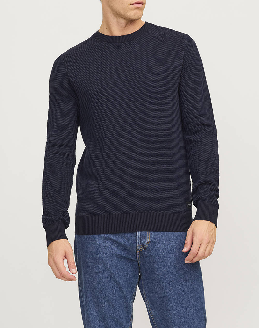 Jack&Jones Jjeglobe Knit Crew Neck Noos Men Clothes T Shirts & Sweatshirts Knits Indigo Cotton 12258139 Mood Indigo Male Knits