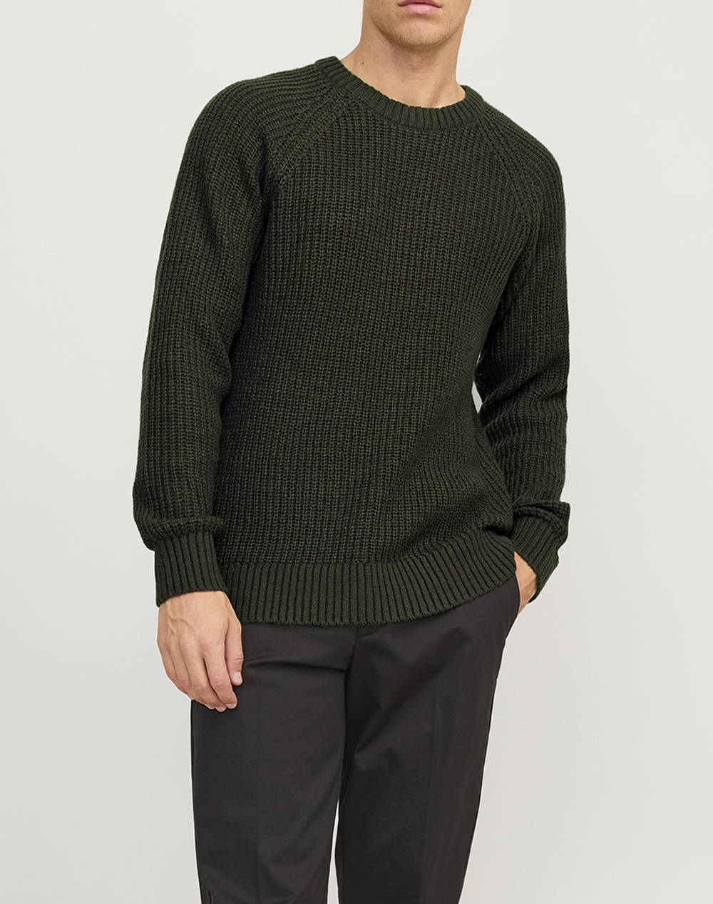 Jack&Jones Jjjones Knit Crew Neck Men Clothes T Shirts & Sweatshirts Knits Darkgreen Synthetic 12267393 Rosin Male Knits Green