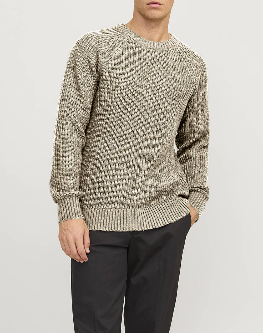 Jack&Jones Jjjones Knit Crew Neck Men Clothes T Shirts & Sweatshirts Knits Ecru Synthetic 12267393 White Male Knits