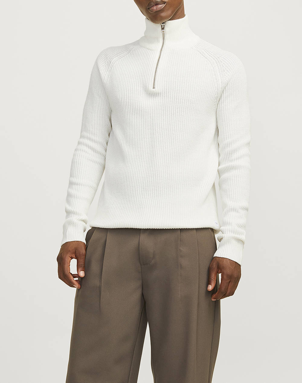Jack&Jones Jjpannel Knit Half Zip Aw24 Men Clothes T Shirts & Sweatshirts Knits White Cotton,Synthetic 12258473 Cloud Dancer Male Knits