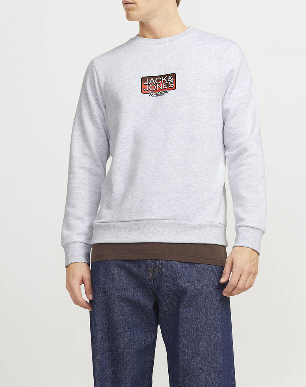 Jack&Jones Joreaton Sweat Crew Neck Fst Men Clothes T Shirts & Sweatshirts Sweatshirts Offwhite Cotton,Synthetic 12270010 Bright White Male
