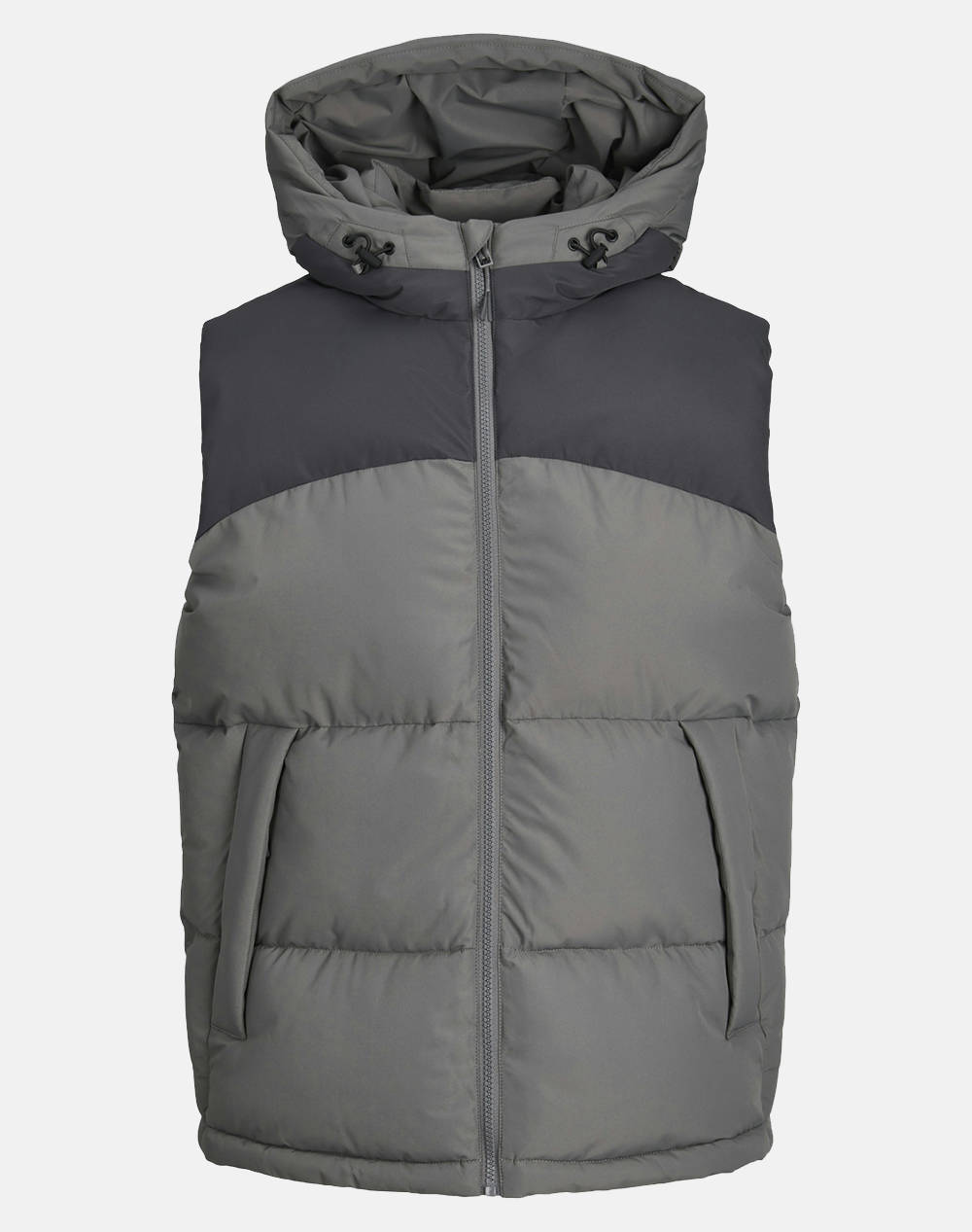 Jack&Jones Jcoaero Bodywarmer Hood Men Clothes Outerwear Vest Jackets Gray Synthetic 12261970 Gargoyle Male Vest Jackets