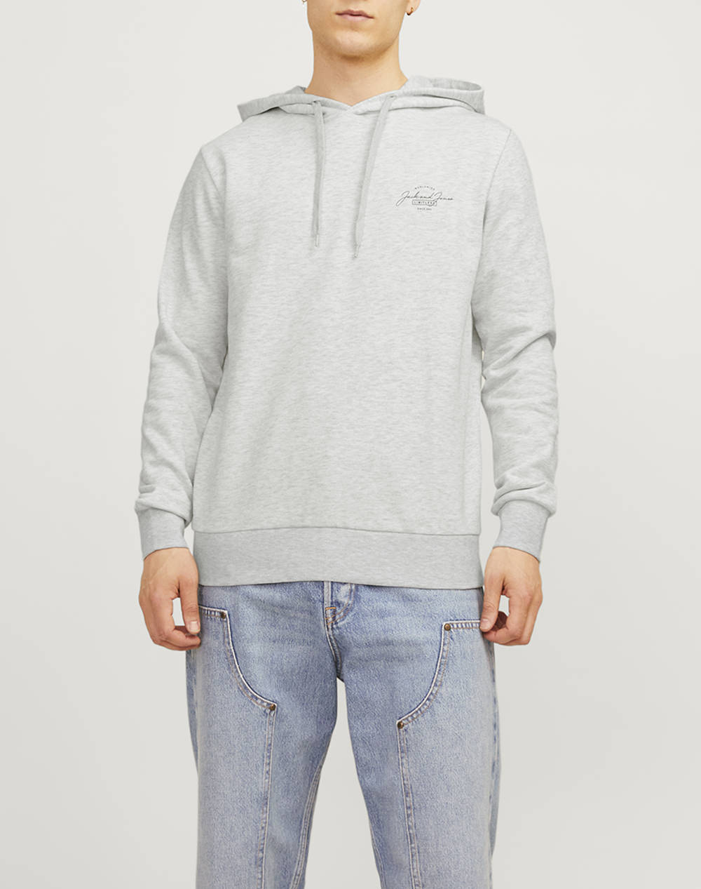 Jack&Jones Jjferris Sweat Hood Men Clothes T Shirts & Sweatshirts Sweatshirts Ecru Cotton,Synthetic 12256838 White Melange Male Sweatshirts
