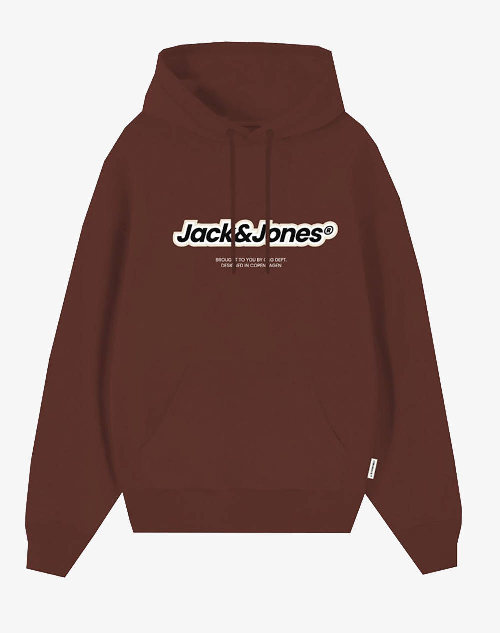 Jack&Jones Jorvesterbro Newton Branding Sweat Hood Men Clothes T Shirts & Sweatshirts Sweatshirts Brown Cotton,Synthetic 12265766 Brandy Brown Male