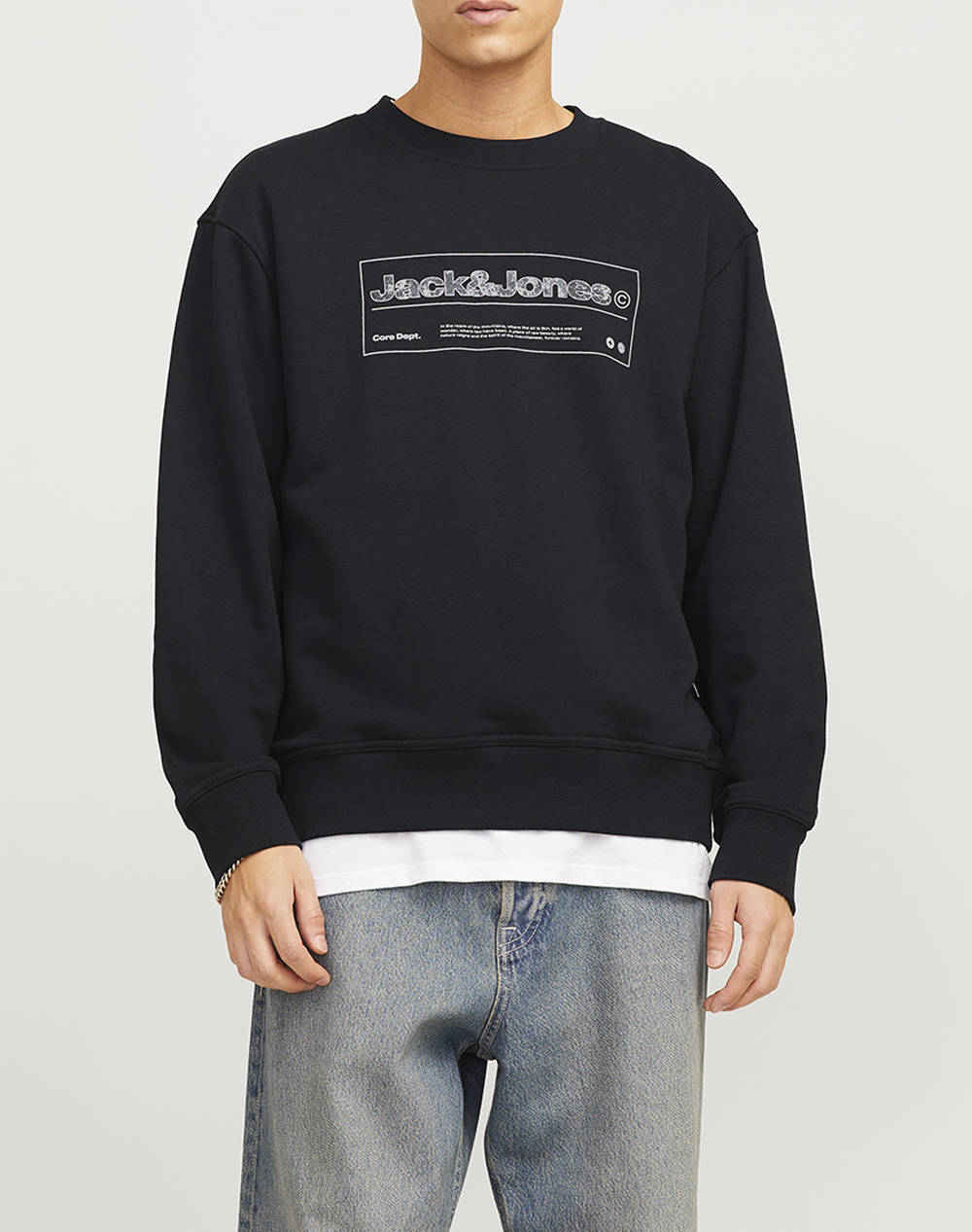 Jack&Jones Jcoalpha Sweat Crew Neck Men Clothes T Shirts & Sweatshirts Sweatshirts Black Cotton,Synthetic 12266495 Black Male Sweatshirts Black