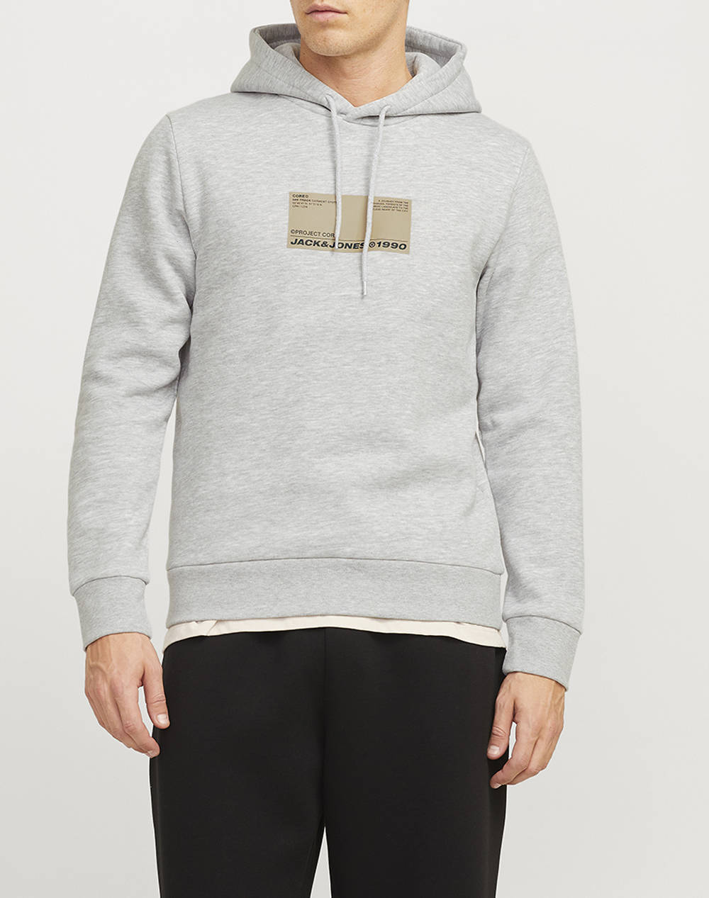 Jack&Jones Jcoterrain Sweat Hood Fst Men Clothes T Shirts & Sweatshirts Sweatshirts Lightgray Synthetic 12271202 Light Grey Melange Male Sweatshirts