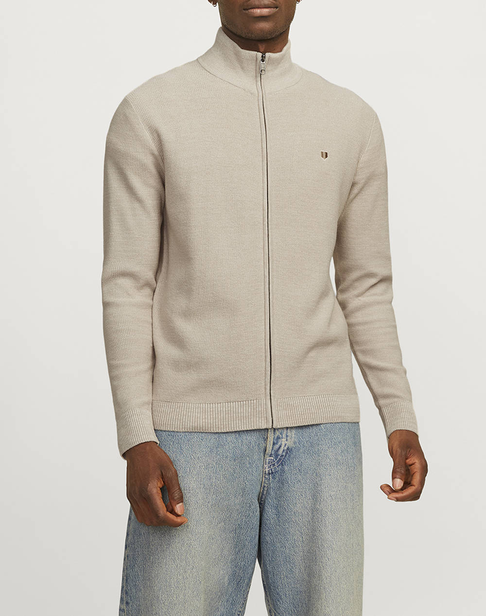 Jack&Jones Jprblurony Knit Cardigan Ln Men Clothes Jackets Cardigans Cream Cotton 12259685 Pure Cashmere Male Cardigans