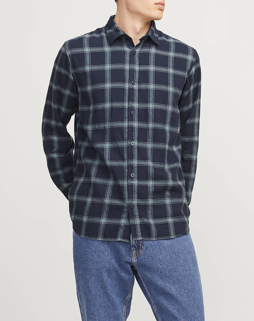 Jjrebell Jrebrebel Shirt Ls Men Clothes Shirts Navyblue Cotton,Synthetic 12264386 Navy Blazer Male Shirts Blue