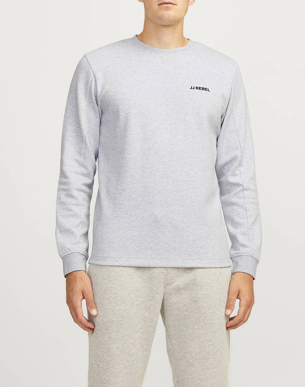 Jjrebell Jrebjackson Sweat Crew Neck Men Clothes T Shirts & Sweatshirts Sweatshirts Lightgray Cotton,Synthetic 12263858 Light Grey Melange Male