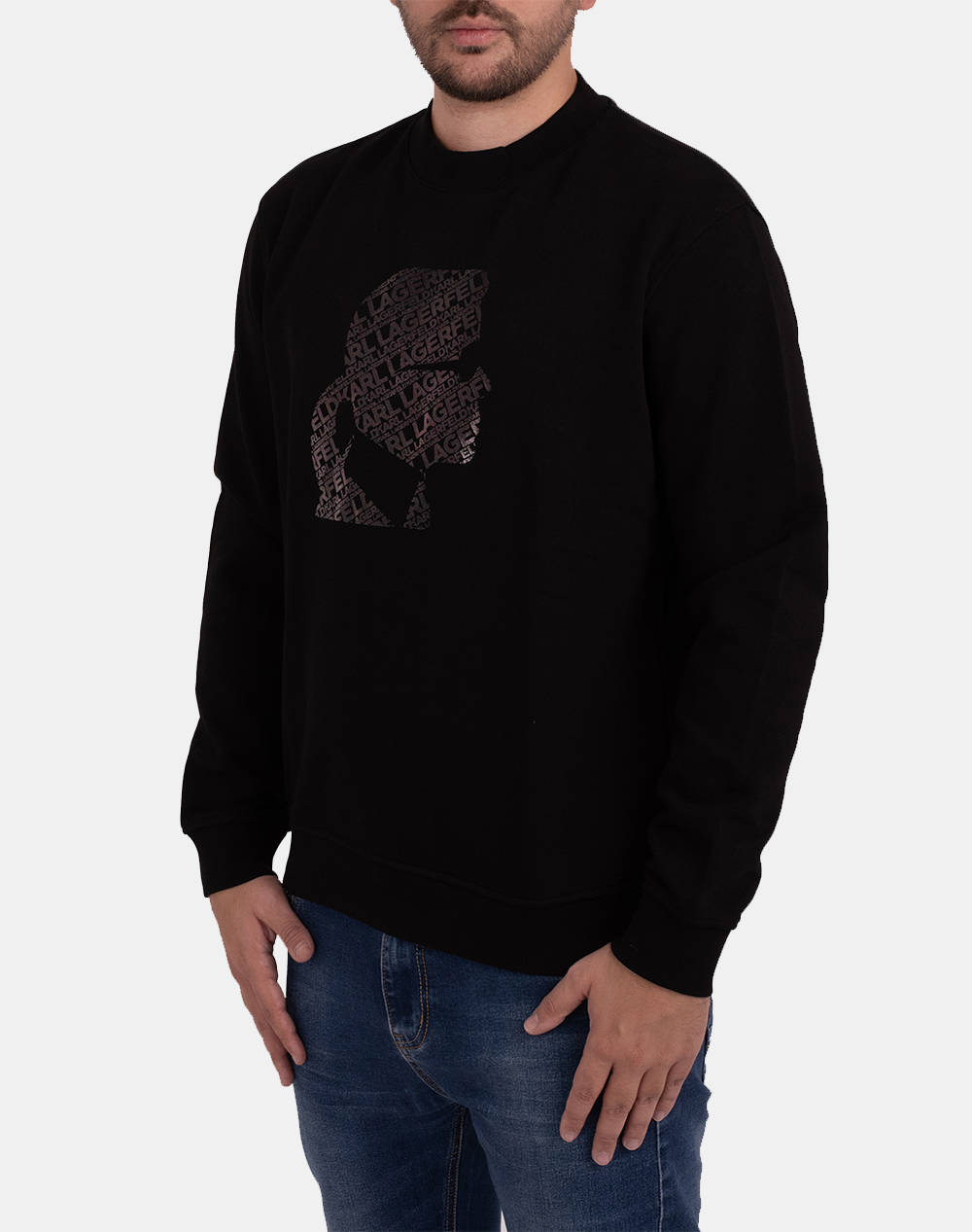 Karl Lagerfeld Sweat Crewneck Men Clothes T Shirts & Sweatshirts Sweatshirts Black Cotton,Synthetic 705039 544910 990 Male Sweatshirts Black