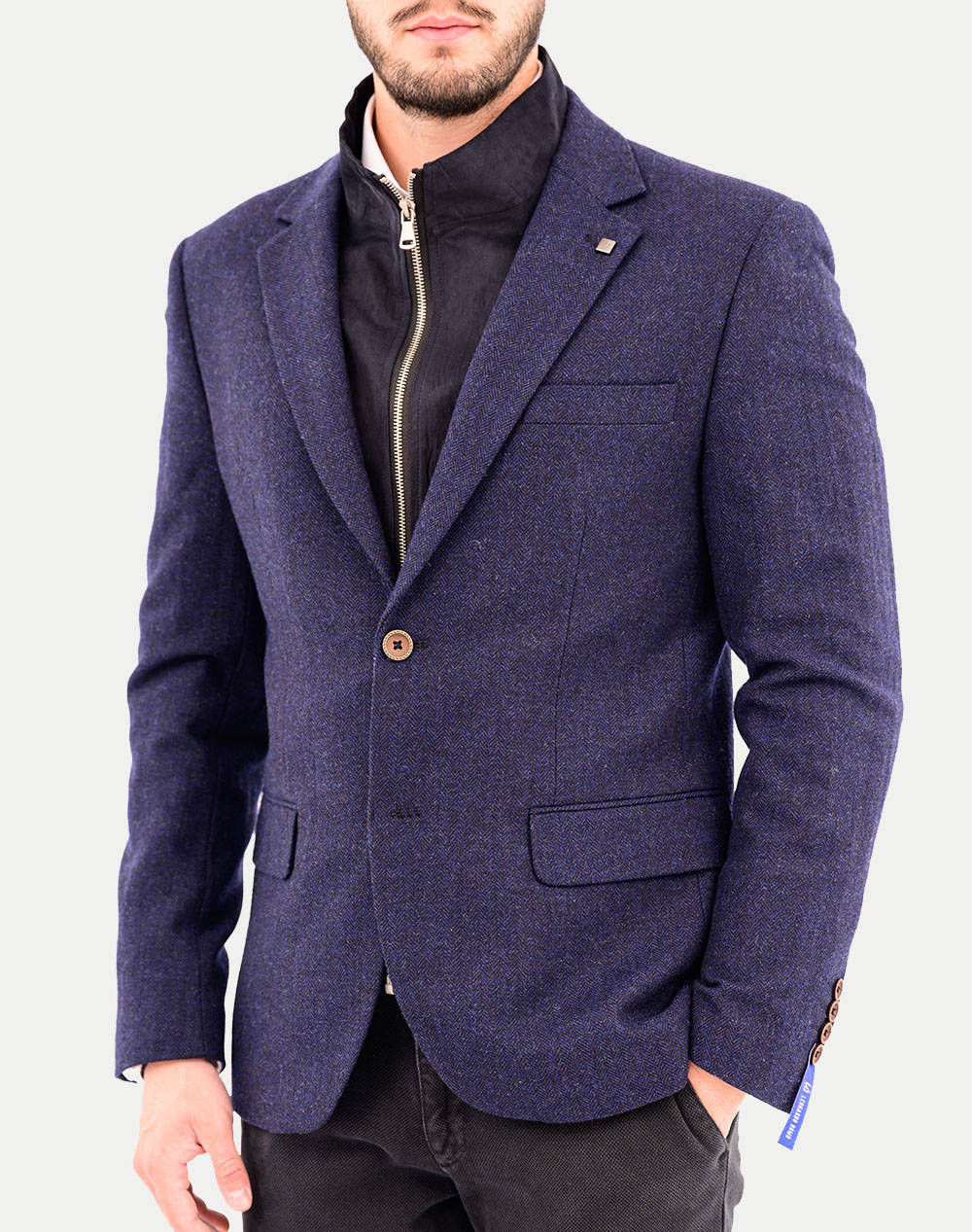 Leonardo Jacket Men Clothes Outerwear Jackets Navyblue Wool,Synthetic W24Lu09011909 6 Male Jackets Blue