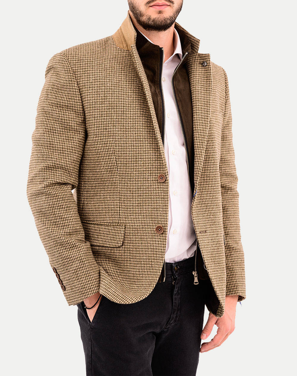 Leonardo Jacket Men Clothes Outerwear Jackets Biege Wool,Synthetic W24Lu09011202 2 Male Jackets Biege