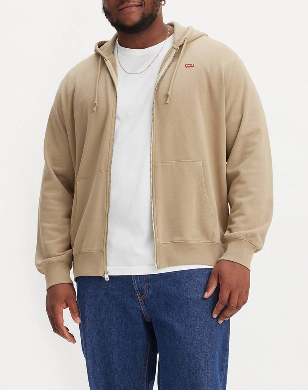 Levis Big Original Hm Zip Up Men Clothes Jackets Zip Through Hoodies Biege Cotton A2622 0004 0004 Male Zip Through Hoodies Biege