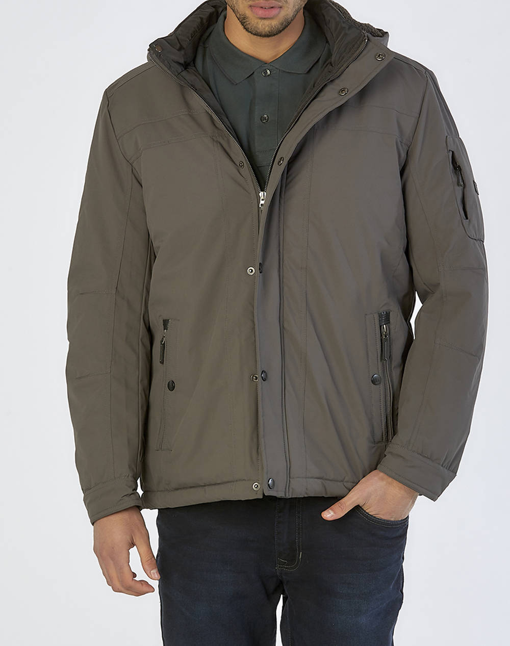 Lexton Jacket Men Clothes Outerwear Jackets Gray Synthetic 04.34.Roger "W 24 Grey Male Jackets