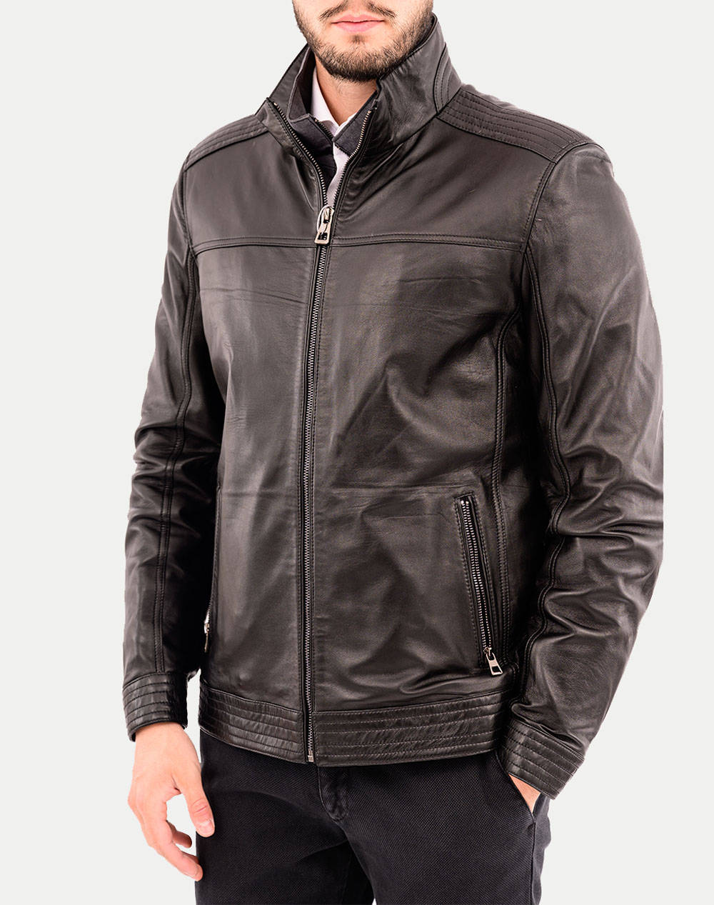 Lexton Jacket Men Clothes Outerwear Jackets Black Leather 38.34.Miles W"24 Black Male Jackets Black