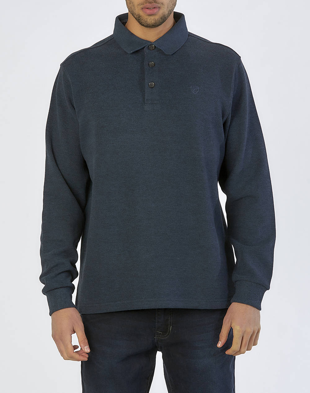 Lexton Polo Buttoned Sweatshirt Men Clothes T Shirts & Sweatshirts Polo Indigo Cotton,Synthetic 13.34.Tommy W" 24 Indigo Male Polo