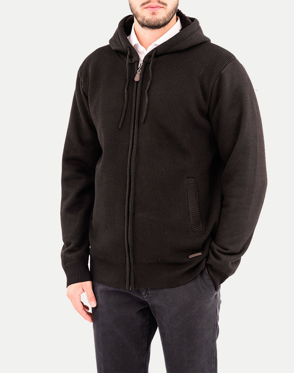 Lexton Hooded Jacket Men Clothes Jackets Cardigans Black Viscose,Synthetic 19.34.David Hood Black Male Cardigans Black