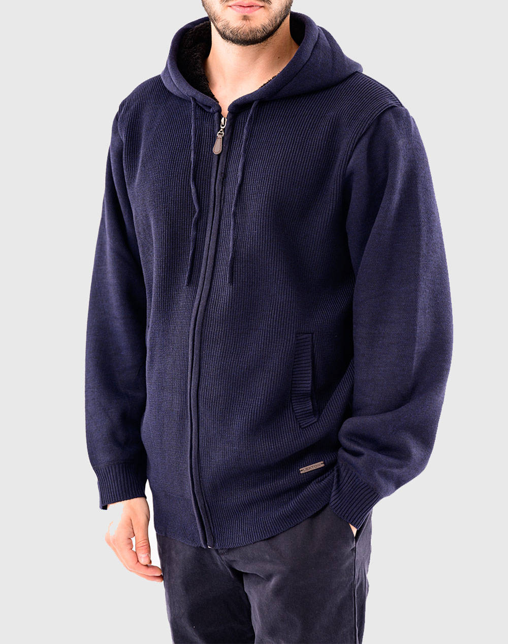 Lexton Hooded Jacket Men Clothes Jackets Cardigans Navyblue Viscose,Synthetic 19.34.David Hood Navy Male Cardigans Blue