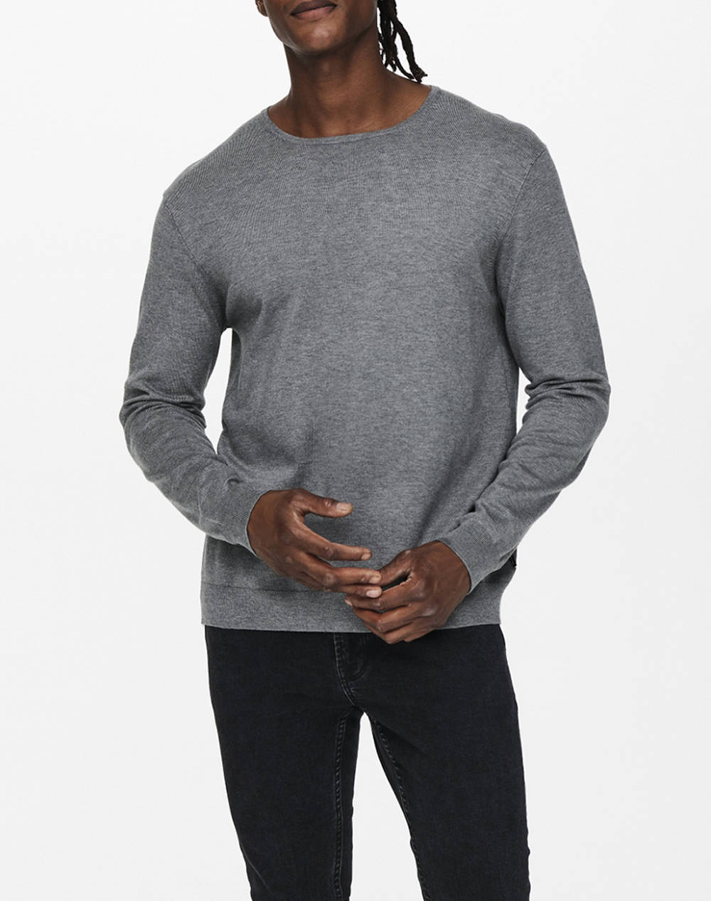 Only&Sons Onswyler Life Reg 14 Ls Crew Knit Noos Men Clothes T Shirts & Sweatshirts Sweatshirts Lightgray Viscose,Synthetic 22020088 Medium Grey Me