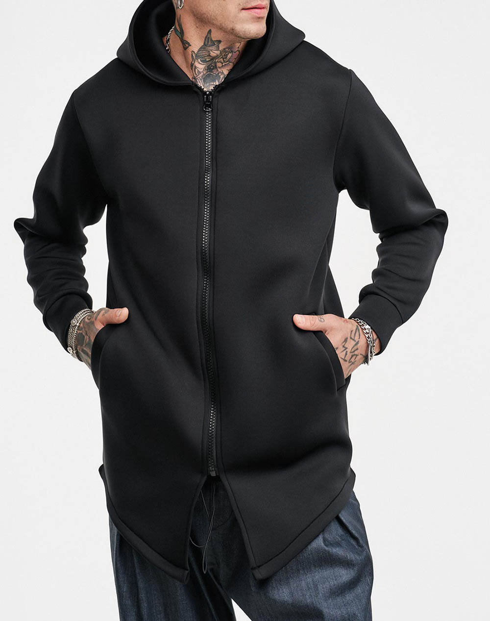 Stefan Jacheta Men Clothes Jackets Zip Through Hoodies Black Elastic,Synthetic 3022 Black Male Zip Through Hoodies Black