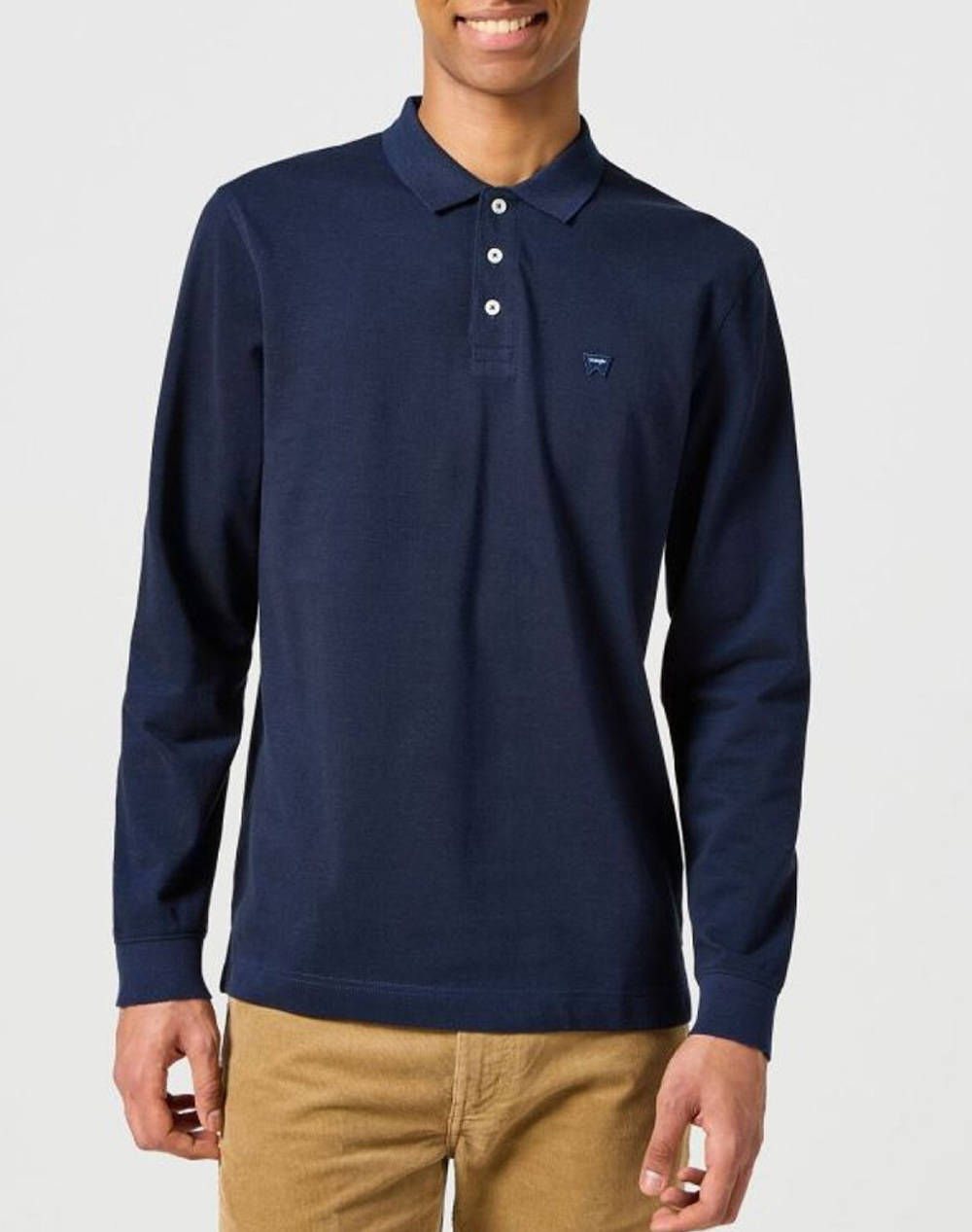 Wrangler Ls Refined Polo Men Clothes T Shirts & Sweatshirts Polo Navyblue Cotton 112357287 Navy Male Polo Blue
